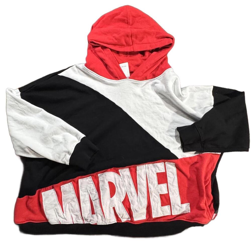 DISNEY MARVEL Hoodie Men's 3XL Red/Black/White Short Sleeve Sweatshirt Pullover